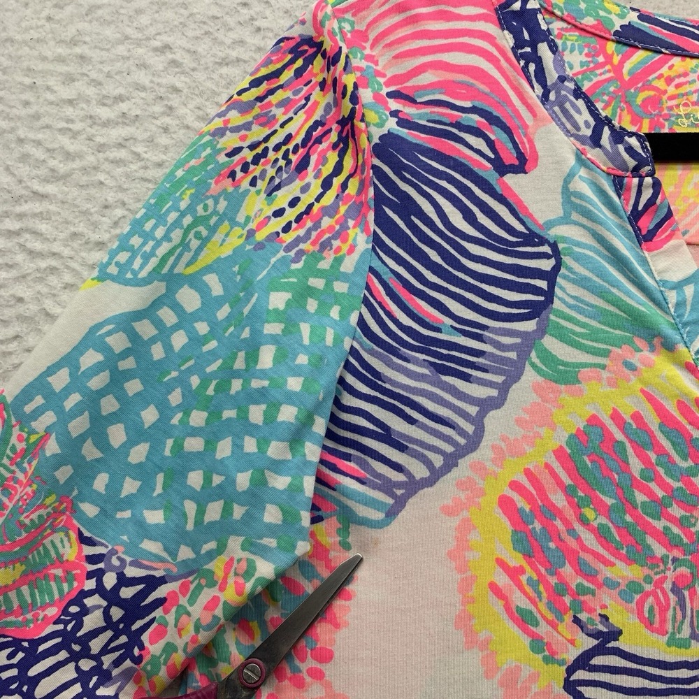 Lilly Pulitzer Ali Dress Womens Medium M Roar of the Sea Pima Cotton V Neck Mom‎ - Picture 3 of 14